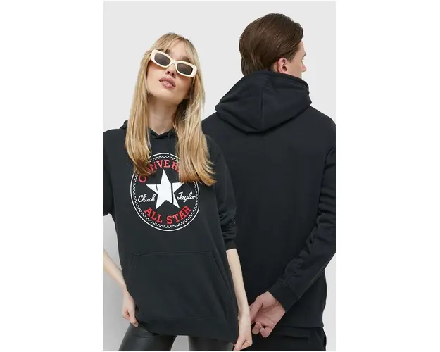 Converse bluza culoarea negru, cu gluga, cu imprimeu 10025469.A01-CONVERSEBL