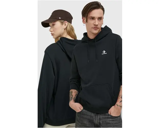 Converse bluza culoarea negru, cu gluga, uni 10023874.A01-Black