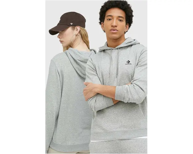 Converse bluza culoarea gri, cu gluga, melanj 10023874.A02-VINTAGEGRE