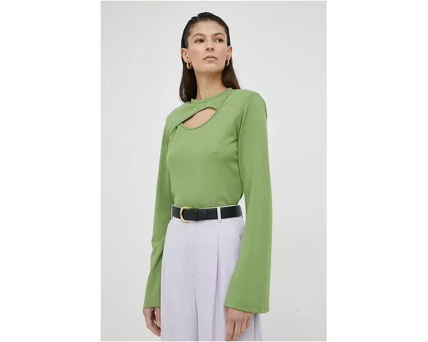 Gestuz longsleeve Anka femei, culoarea verde, cu turtleneck