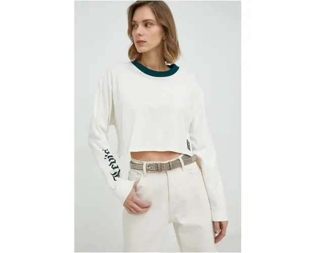 Levi's longsleeve din bumbac culoarea bej