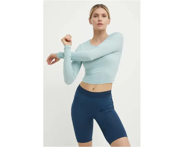 Casall longsleeve de yoga culoarea turcoaz