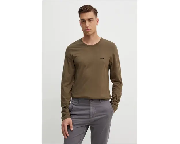 BOSS longsleeve din bumbac 3-pack culoarea bleumarin, uni, 50492321