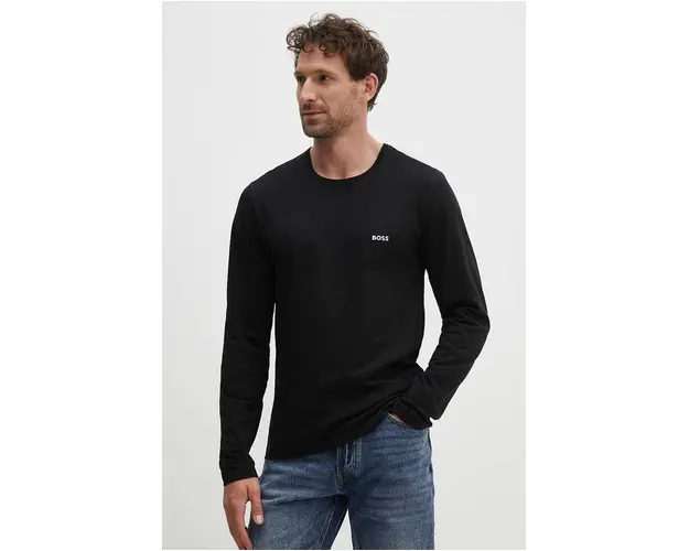 BOSS longsleeve din bumbac 3-pack culoarea negru, uni, 50492321