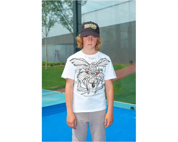 Sisley sapca din bumbac pentru copii culoarea negru, cu imprimeu