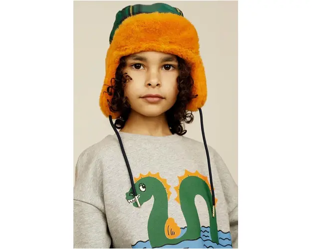 Mini Rodini caciula copii culoarea portocaliu, din tricot gros