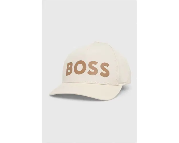 BOSS sapca de baseball din bumbac culoarea bej, neted