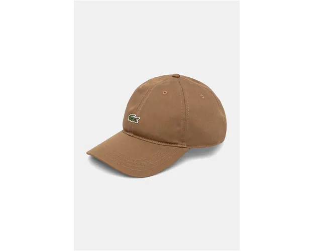 Lacoste sapca de baseball din bumbac culoarea maro, cu imprimeu