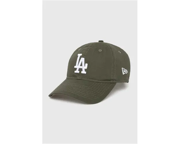 New Era sapca de baseball din bumbac culoarea verde, cu imprimeu, LOS ANGELES DODGERS