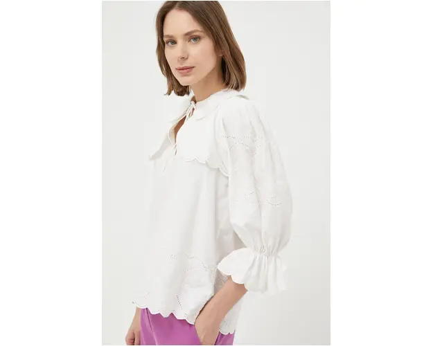 Notes du Nord bluza din bumbac femei, culoarea bej, neted