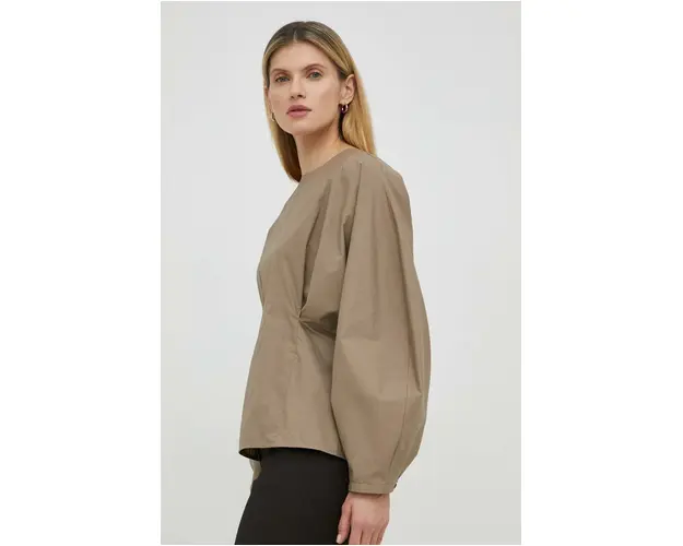 By Malene Birger bluza din bumbac Maias femei, culoarea bej, neted