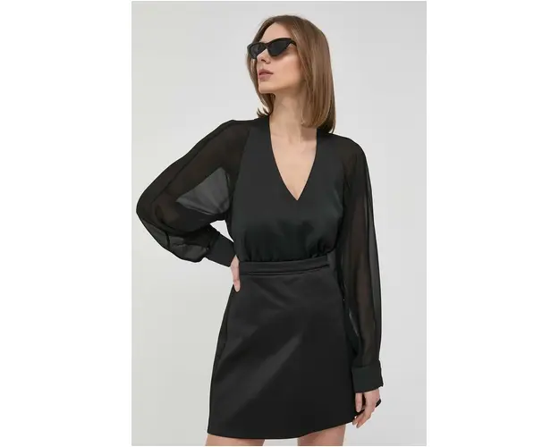 Marella bluza femei, culoarea negru, neted