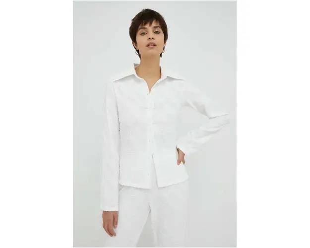 Résumé camasa femei, culoarea alb, cu guler clasic, regular