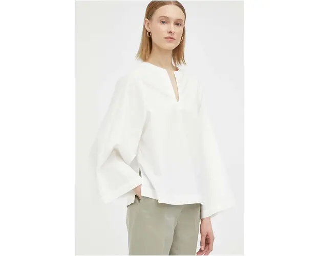 By Malene Birger bluza din bumbac Kamill femei, culoarea bej, neted