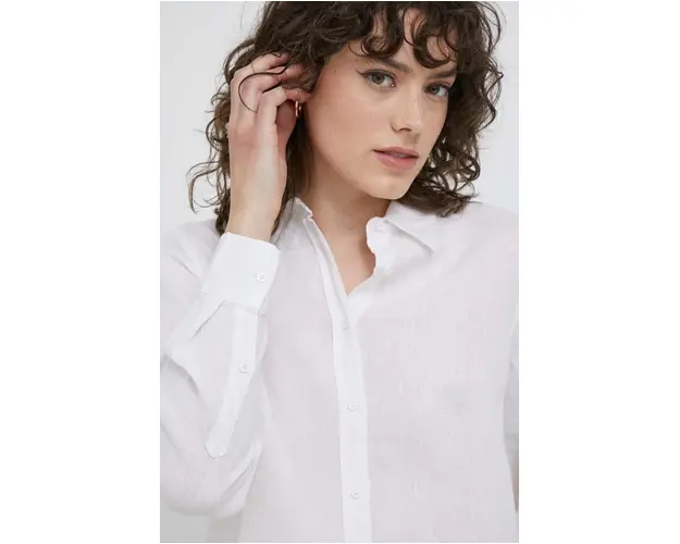 United Colors of Benetton camasa de in culoarea alb, cu guler clasic, regular