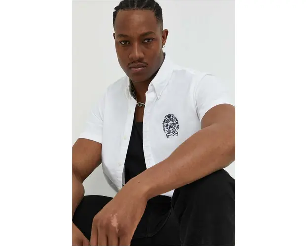 Abercrombie & Fitch camasa barbati, culoarea alb, cu guler button-down, regular