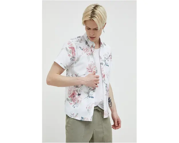 Abercrombie & Fitch camasa barbati, culoarea alb, cu guler button-down, regular