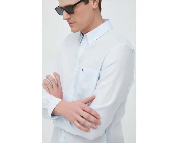 Lacoste camasa de in cu guler button-down, regular