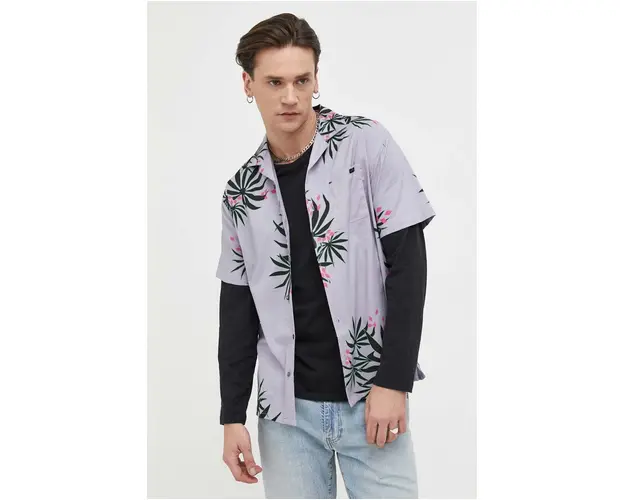 Billabong camasa din bumbac barbati, culoarea violet, regular