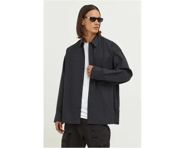 G-Star Raw camasa din amestec de in culoarea negru, cu guler clasic, relaxed