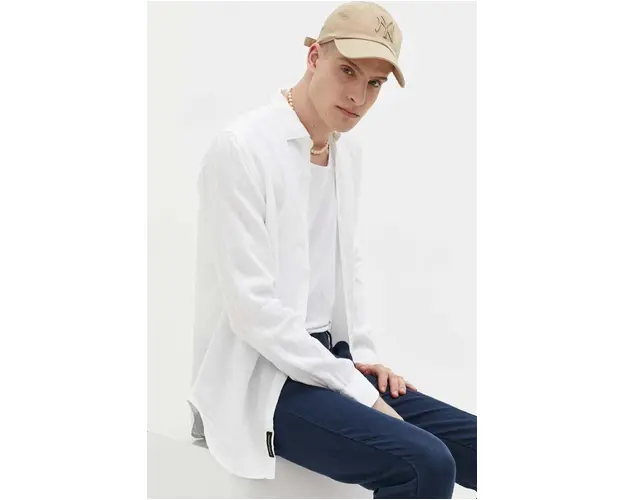 Superdry camasa de in culoarea alb, cu guler clasic, regular