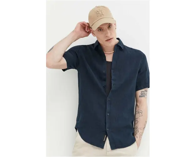 Superdry camasa de in culoarea albastru marin, cu guler clasic, regular