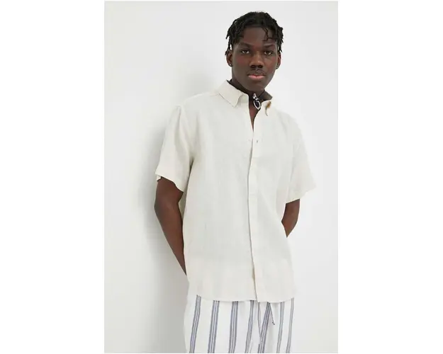 Les Deux camasa de in culoarea bej, cu guler button-down, regular