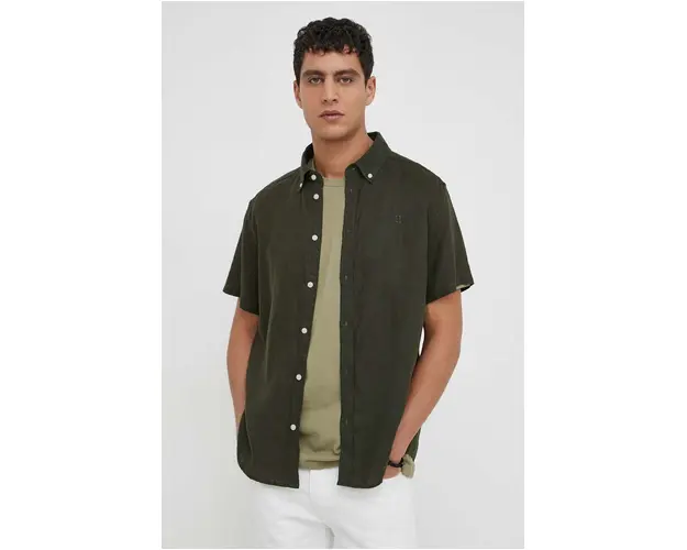 Les Deux camasa de in culoarea verde, cu guler button-down, regular