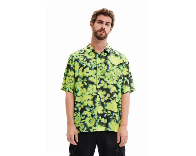 Desigual camasa barbati, culoarea negru, cu guler clasic, regular