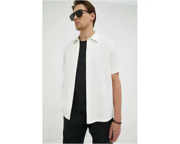 Samsoe Samsoe camasa barbati, culoarea bej, cu guler clasic, regular