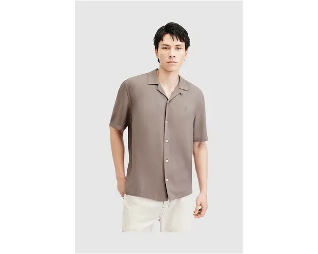 AllSaints camasa barbati, culoarea bej, regular