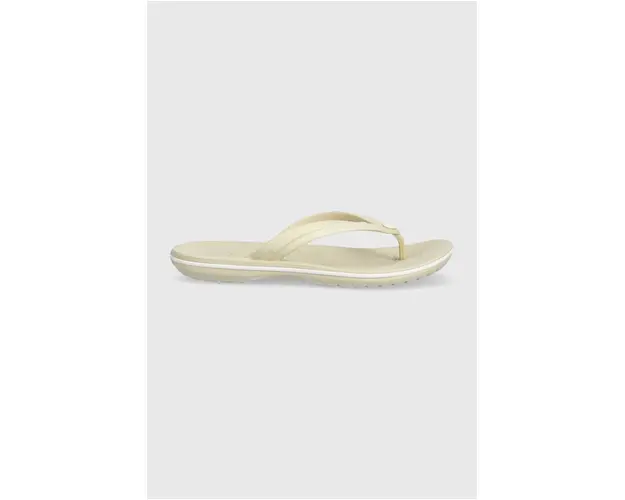 Crocs slapi Crocband Flip femei, culoarea bej, cu toc plat 207714