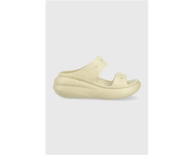 Crocs papuci Classic Crush Sandal femei, culoarea bej, cu platforma 207670