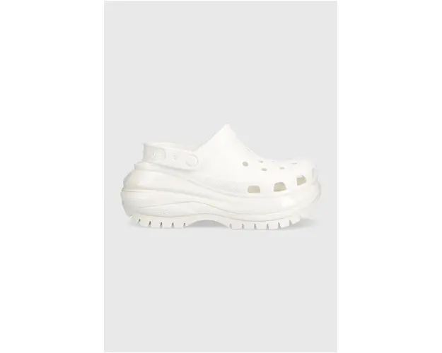 Crocs papuci Classic Mega Crush Clog femei, culoarea alb, cu platforma 206867