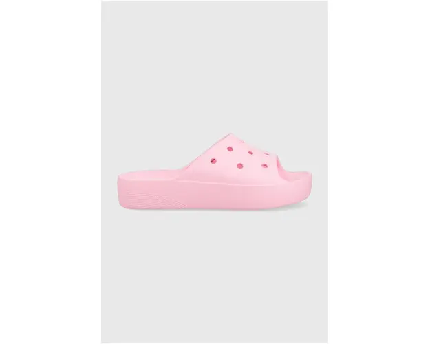 Crocs papuci Classic Platform Slide femei, culoarea roz, cu platforma, 208180 208180.6S0-6S0