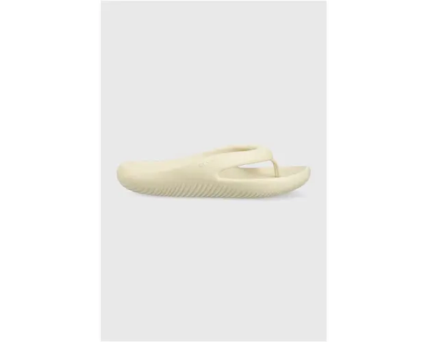 Crocs slapi Mellow Flip femei, culoarea bej, cu toc plat 11033