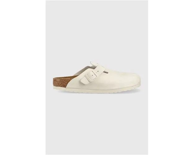 Birkenstock papuci din piele Boston femei, culoarea alb, Boston