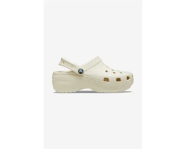 Crocs papuci Classic Platform Clog femei, culoarea bej, cu platforma 206750.BONE-CREAM