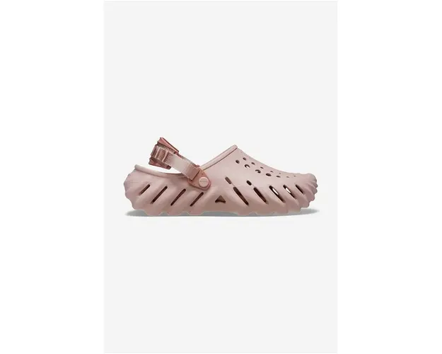 Crocs papuci Echo Clog femei, culoarea bej, cu platforma 207937
