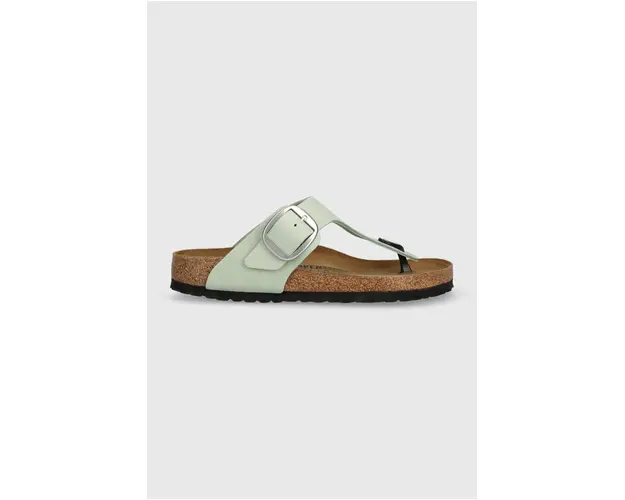 Birkenstock Gizeh Big Buckle culoarea verde, cu toc plat, 1024046