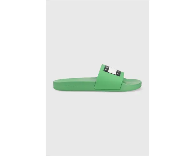 Tommy Jeans papuci POOL SLIDE ESS barbati, culoarea verde, EM0EM01191