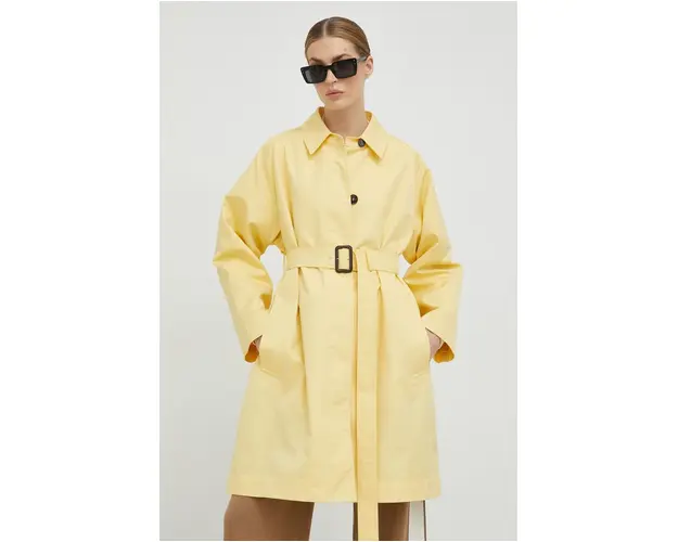 Weekend Max Mara trenci femei, culoarea galben, de tranzitie