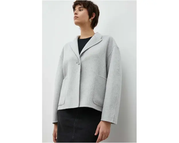 American Vintage geaca de lana culoarea gri, de tranzitie, oversize