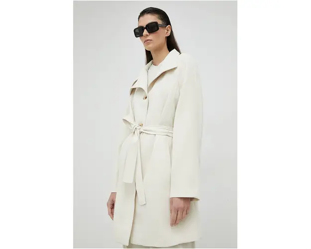 Bruuns Bazaar palton femei, culoarea bej, de tranzitie