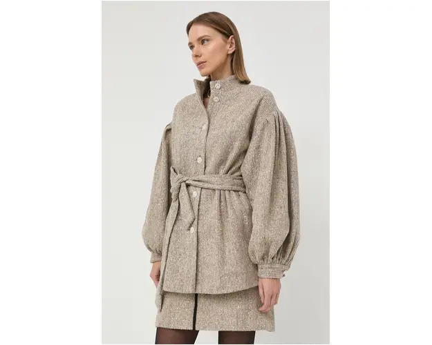 Bruuns Bazaar sacou din lana Bergenia Maddi culoarea bej, oversize