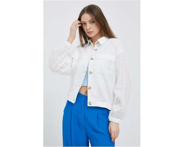 Pepe Jeans geaca femei, culoarea alb, de tranzitie