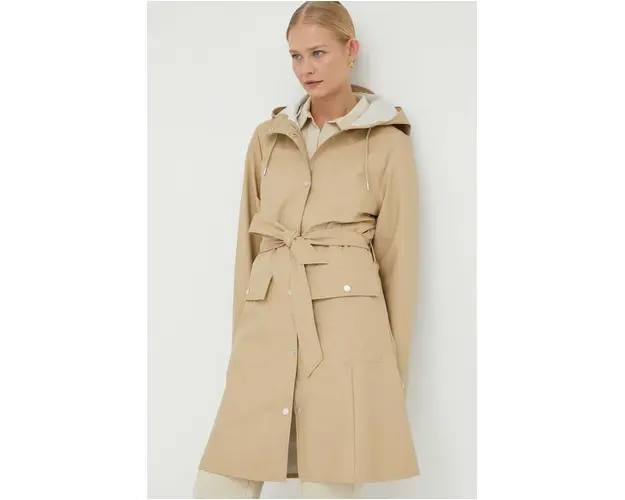 Rains palton de ploaie 18130 Curve Jacket femei, culoarea bej, de tranzitie 18130.24-24Sand
