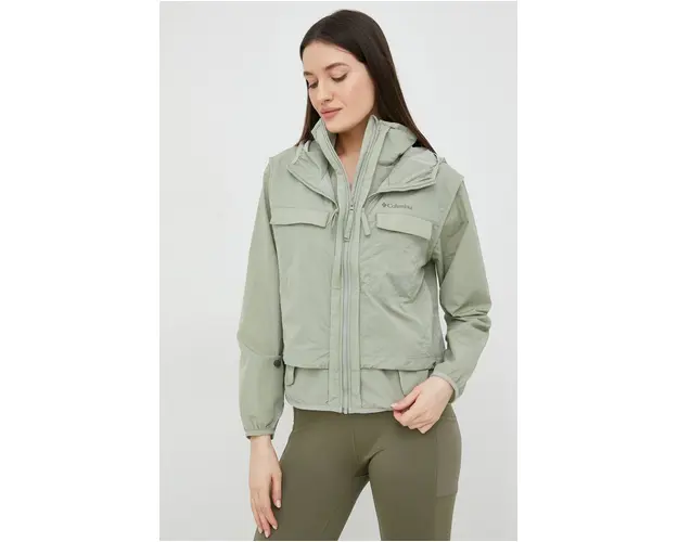 Columbia geaca femei, culoarea verde, de tranzitie