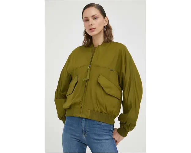 G-Star Raw geaca bomber femei, culoarea verde, de tranzitie
