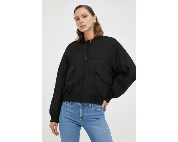 G-Star Raw geaca bomber femei, culoarea negru, de tranzitie